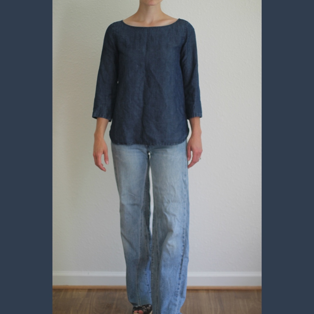 J. Crew Lyocell/Linen Blend Boatneck Blouse